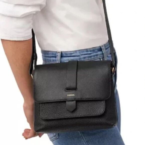 Fossil Kinley Small Fold Over Leather Crossbody Bag - NEW - Picture 1 of 8